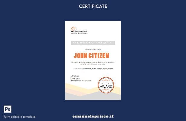 modello di versione del certificato USA Excellence stile verificato